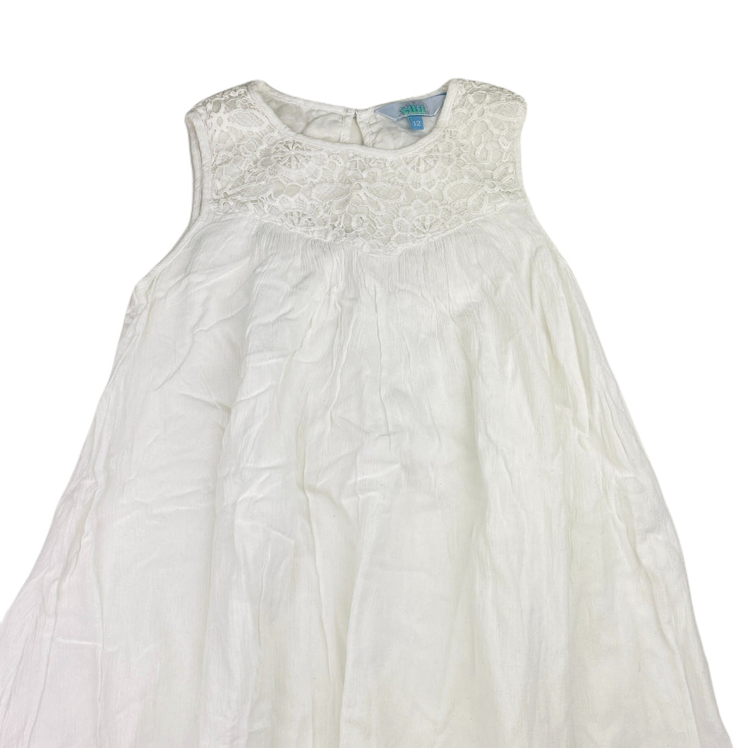 Girls Tilii, cotton lined summer dress, lace detail, GUC, size 12, L: 67cm