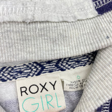 Load image into Gallery viewer, Girls Roxy, fleece lined zip hoodie sweater, light marks back right sleeve, FUC, size 6,  