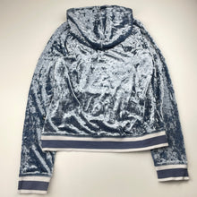 Load image into Gallery viewer, Girls Target, blue crushed velour hoodie sweater, GUC, size 12,  