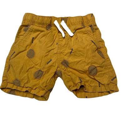 Boys yellow, lightweight cotton shorts, elasticated, no labels, W: 23.5cm across unstretched, GUC, size 2-3,  