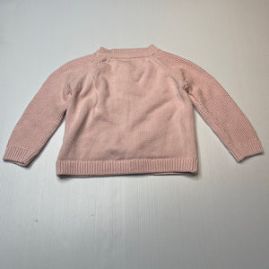 Girls Dymples, pink knitted cotton cardigan, EUC, size 1,  