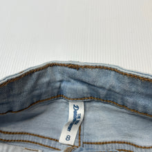 Load image into Gallery viewer, Girls 1964 Denim Co, lace trim stretch denim shorts, W: 27cm across, FUC, size 8,  