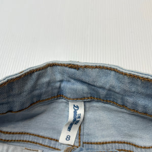 Girls 1964 Denim Co, lace trim stretch denim shorts, W: 27cm across, FUC, size 8,  