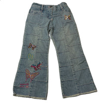 Load image into Gallery viewer, Girls CHAIN REACTION, patchwork stretch denim jeans, adjustable, Inside leg: 42.5cm, FUC, size 4,  