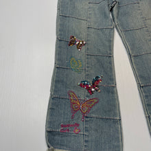 Load image into Gallery viewer, Girls CHAIN REACTION, patchwork stretch denim jeans, adjustable, Inside leg: 42.5cm, FUC, size 4,  