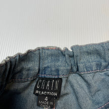 Load image into Gallery viewer, Girls CHAIN REACTION, patchwork stretch denim jeans, adjustable, Inside leg: 42.5cm, FUC, size 4,  