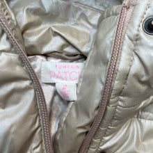 Load image into Gallery viewer, Girls Pumpkin Patch, gold hooded puffer jacket / coat, mark front left, FUC, size 2,  