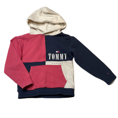 Girls Tommy Hilfiger, colour block hoodie sweater, mild discolouration hood, FUC, size 5,  