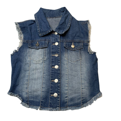 Girls Miss Understood, stretch denim vest, labels removed, armpit to armpit: 36.5cm, GUC, size 8-10,  