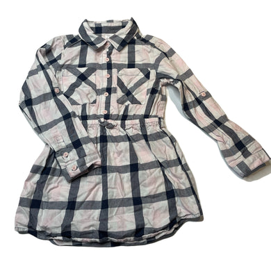 Girls Kids & Co, checked cotton shirt dress, EUC, size 6, L: 53cm