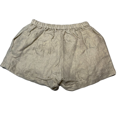 Girls cotton lined, gold shorts, elasticated, no labels, W: 23cm across unstretched, GUC, size 5-6,  