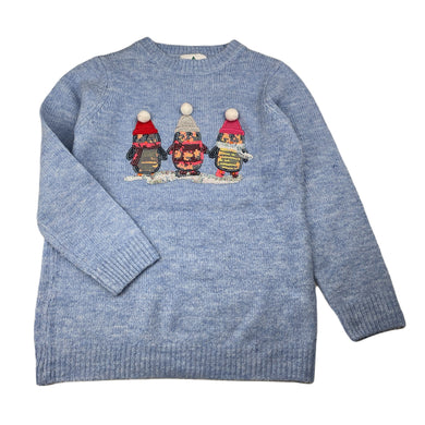 Girls George, knitted sweater / jumper, sequin penguins, GUC, size 7-8,  