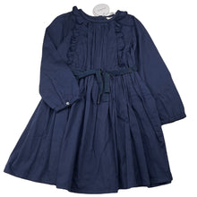 Load image into Gallery viewer, Girls Fox &amp; Finch, navy cotton long sleeve dress, NEW, size 6, L: 62cm