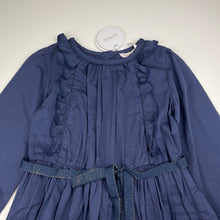 Load image into Gallery viewer, Girls Fox &amp; Finch, navy cotton long sleeve dress, NEW, size 6, L: 62cm