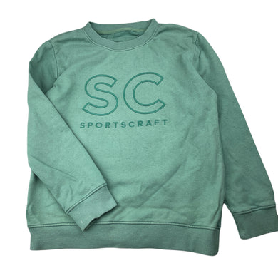 Girls Sportscraft, green cotton sweater / jumper, wash fade, FUC, size 8,  