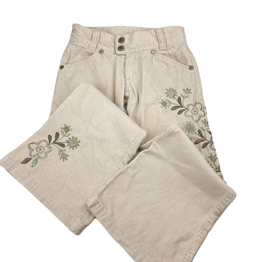 Girls Pumpkin Patch, embroidered corduroy cotton pants, adjustable, Inside leg: 48cm, FUC, size 6,  