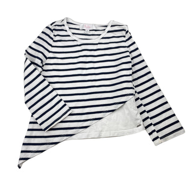 Girls Indie, navy stripe asymmetrical long sleeve top, FUC, size 3,  