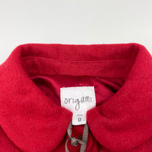 Load image into Gallery viewer, Girls Origami, lined red wool blend jacket / coat, L: 40cm, NEW, size 0,  