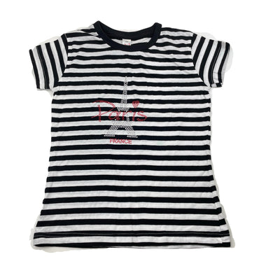 Girls NNF, black & white stripe t-shirt / top, Paris, EUC, size 10,  