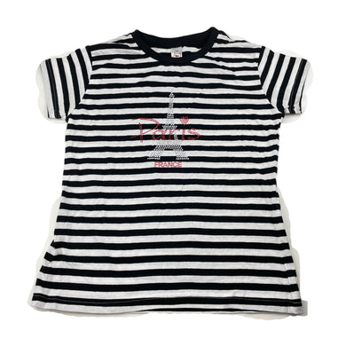 Girls NNF, black & white stripe t-shirt / top, Paris, EUC, size 12,  