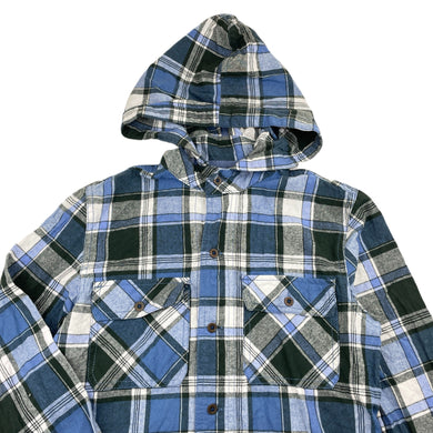 Boys Urban, checked cotton hooded long sleeve shirt, EUC, size 10,  