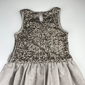 Girls Next, lined bronze sequin party dress, GUC, size 9, L: 70cm