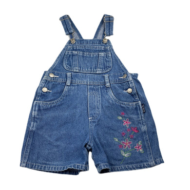 Girls Fun Spirit, embroidered vintage denim overalls / shortalls, FUC, size 3,  