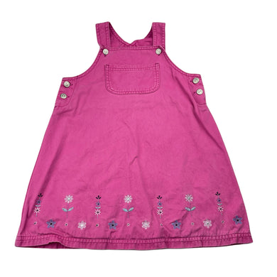 Girls Tu, embroidered cotton overalls dress, FUC, size 2-3, L: 51cm