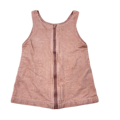 Girls GEM LOOK, pink corduroy cotton casual dress, GUC, size 2, L: 45cm