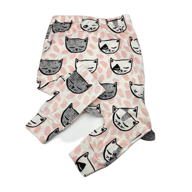 Girls Milk & Masuki, organic cotton blend drop-crotch leggings, cats, EUC, size 5,  