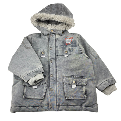 Boys Catimini, cotton lined hooded jacket/coat, discolouration front left, FUC, size 2,  