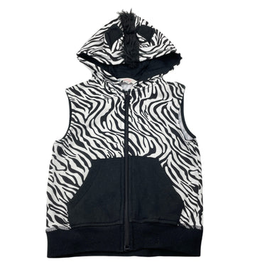 unisex H&M, fleece lined sleeveless zip hoodie sweater, zebra, GUC, size 3-4,  