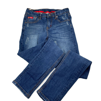 Girls Lee Cooper, distressed stretch denim jeans, adjustable, Inside leg: 70cm, GUC, size 12,  