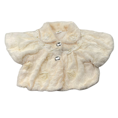 Girls CleverBean, fleece lined faux fur short sleeve jacket, L: 27cm, arpmit to armpit: 30cm, EUC, size 4-5,  