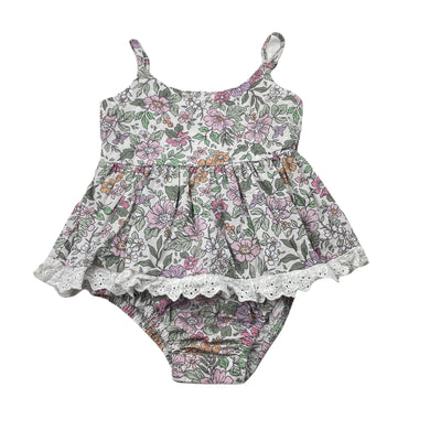 Girls Arabella and Rose, floral cotton summer romper, GUC, size 1,  