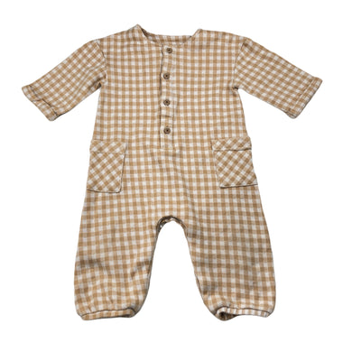 unisex Fox & Finch, checked cotton romper, GUC, size 00,  