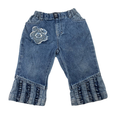 Girls Papoose, blue denim pants, elasticated, FUC, size 1,  