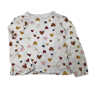 Girls Anko, cotton long sleeve top, hearts, FUC, size 7,  