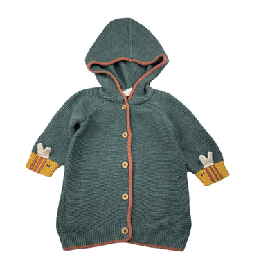 Boys Jack & Milly, knitted cotton hooded cardigan / sweater, GUC, size 1,  