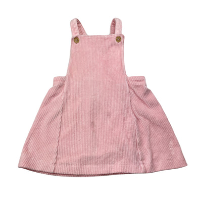 Girls Dymples, ribbed velour overalls dress, light mark on front, FUC, size 2, L: 44cm