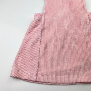 Girls Dymples, ribbed velour overalls dress, light mark on front, FUC, size 2, L: 44cm