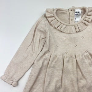 Girls Anko, soft feel stretchy long sleeve dress, EUC, size 0, L: 37cm