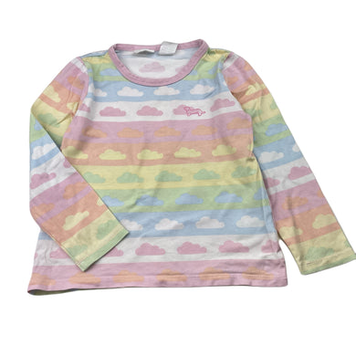 Girls Peter Alexander, stretchy long sleeve pyjama top, rainbow clouds, GUC, size 3,  