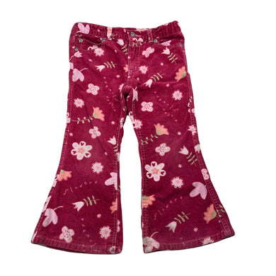 Girls Pumpkin Patch, vintage velour cotton floral pants, adjustable, Inside leg: 35cm, FUC, size 3,  