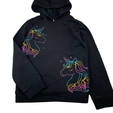 Girls Anko, black fleece lined hoodie sweater, unicorns, GUC, size 9,  