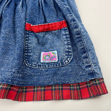 Load image into Gallery viewer, Girls Jini Kee, denim overalls dress / pinafore, FUC, size 3, L: 49cm