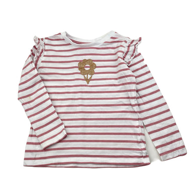 Girls Mango, striped cotton long sleeve tee / top, FUC, size 4,  