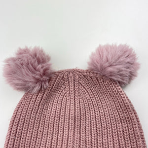 Girls 4 Baby, chunky knit beanie / hat, GUC, size 0-2,  