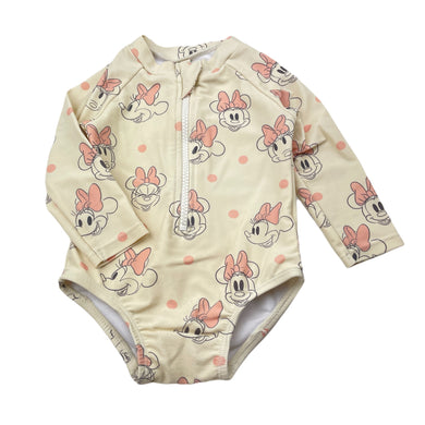 Girls Disney, Minnie Mouse long sleeve swim one-piece, FUC, size 0,  