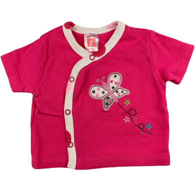 Carter's pink cotton t-shirt / top, butterfly, size 6 months, Pre-loved